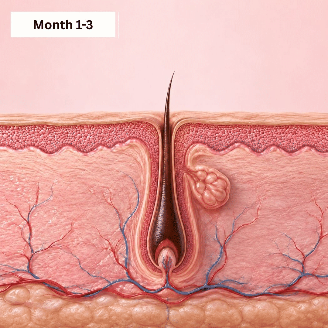 Animated hair follicle illustration