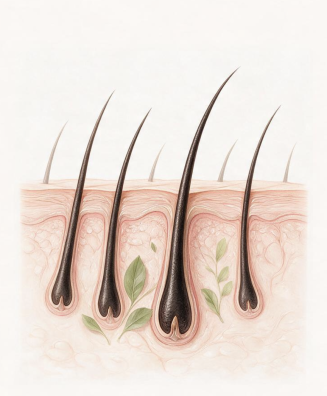 Follicles with botanical ingredients